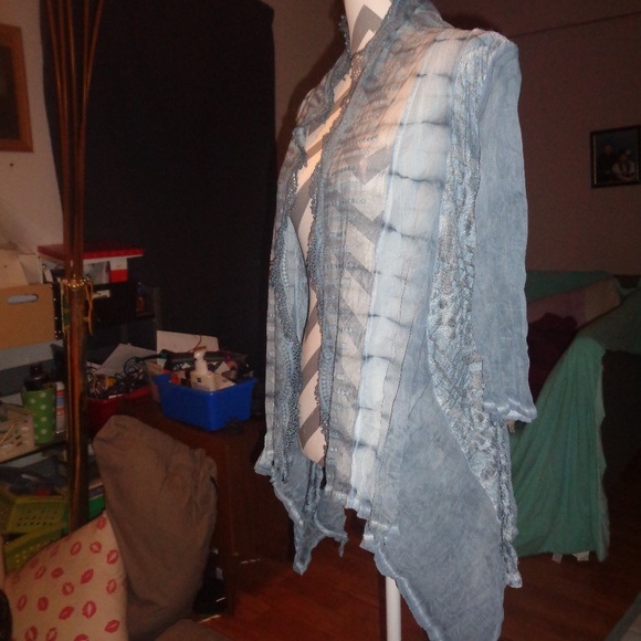 Ania A. Blue Open Front Cardigan Size S - Picture 3 of 8